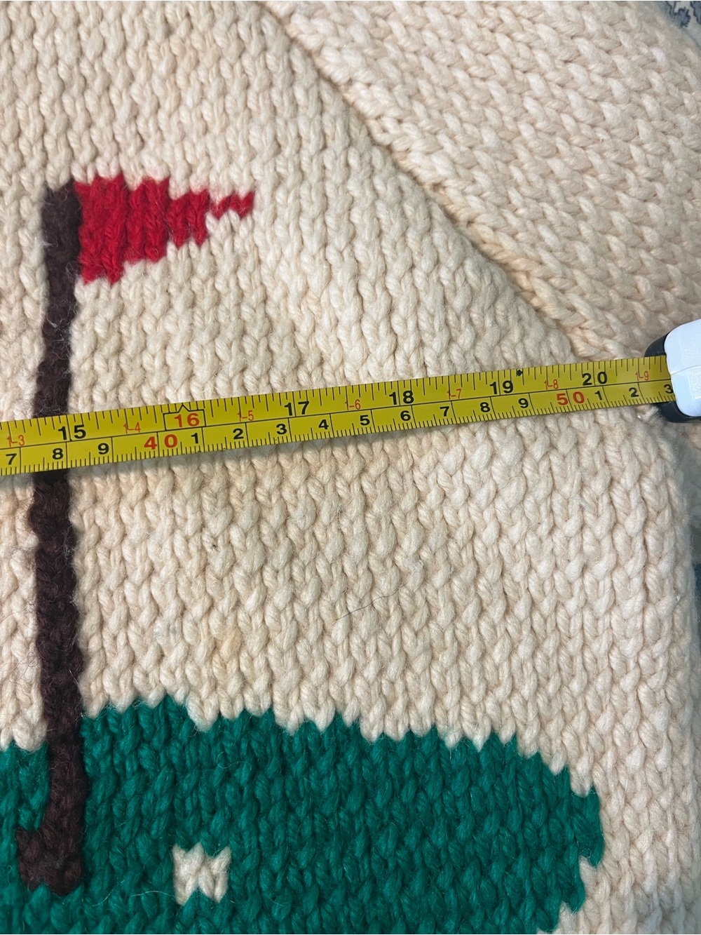 Vintage 1960s Hand Knit Golf Cowichan Sweater Jacket, Lined Chunky Wool Novelty - Picture 9 of 12